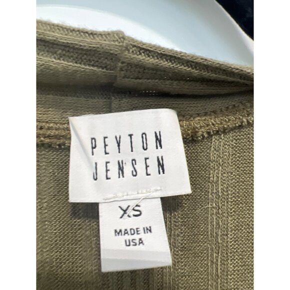 Peyton Jensen Ribbed Duster Cardigan Size XS Open Front Long Sleeve Olive Green - Picture 3 of 7